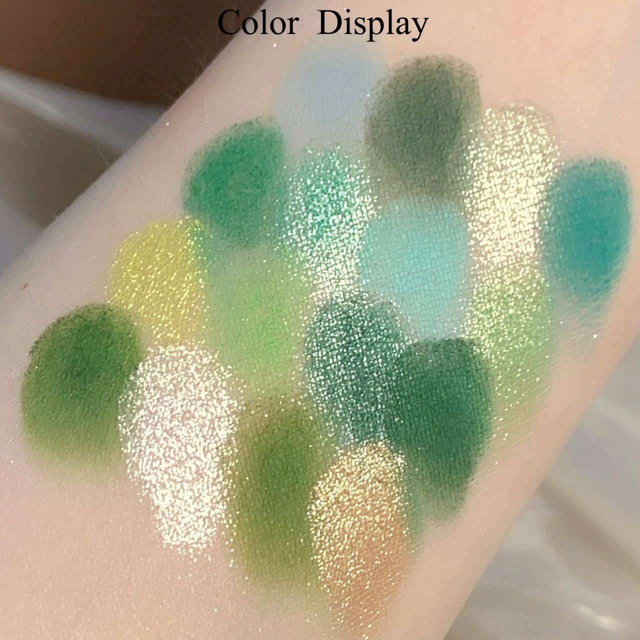 16 Colors Green Glitter Matte Eyeshadow Makeup Palette,Elphaba Witch Costume Eyeshadow Makeup, Forest Green Yellow Colorful Eye Shadow Plattet for Witch Cosplay Halloween SFX Makeup