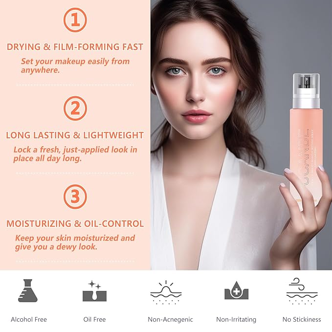 Dewy Makeup Setting Spray Kit-7 Fl oz Hydrating Illuminating Finishing Spray Lightweight Face Mist All Day Long Make up Fixer +2PCS Sponge Puff, Hydrate Skin for a Bright Look