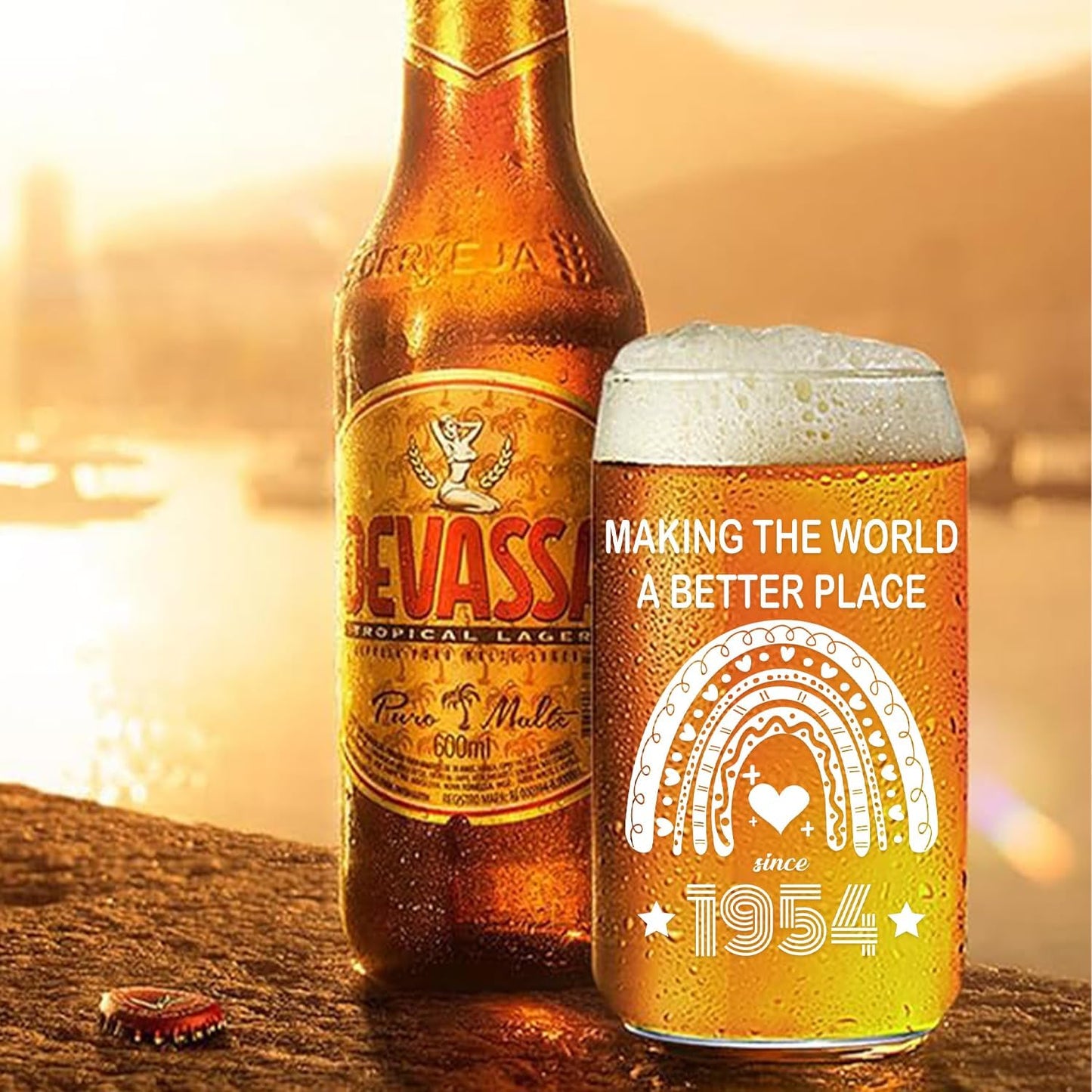 70th Birthday Gifts for Women 70 Year Old Birthday Cups for Her 1954 Birthday Present Happy 70th Birthday Glass Cups with Lids and Straws 70th Birthday Gifts Ideas Anniversary Party 16 Oz Can Glass