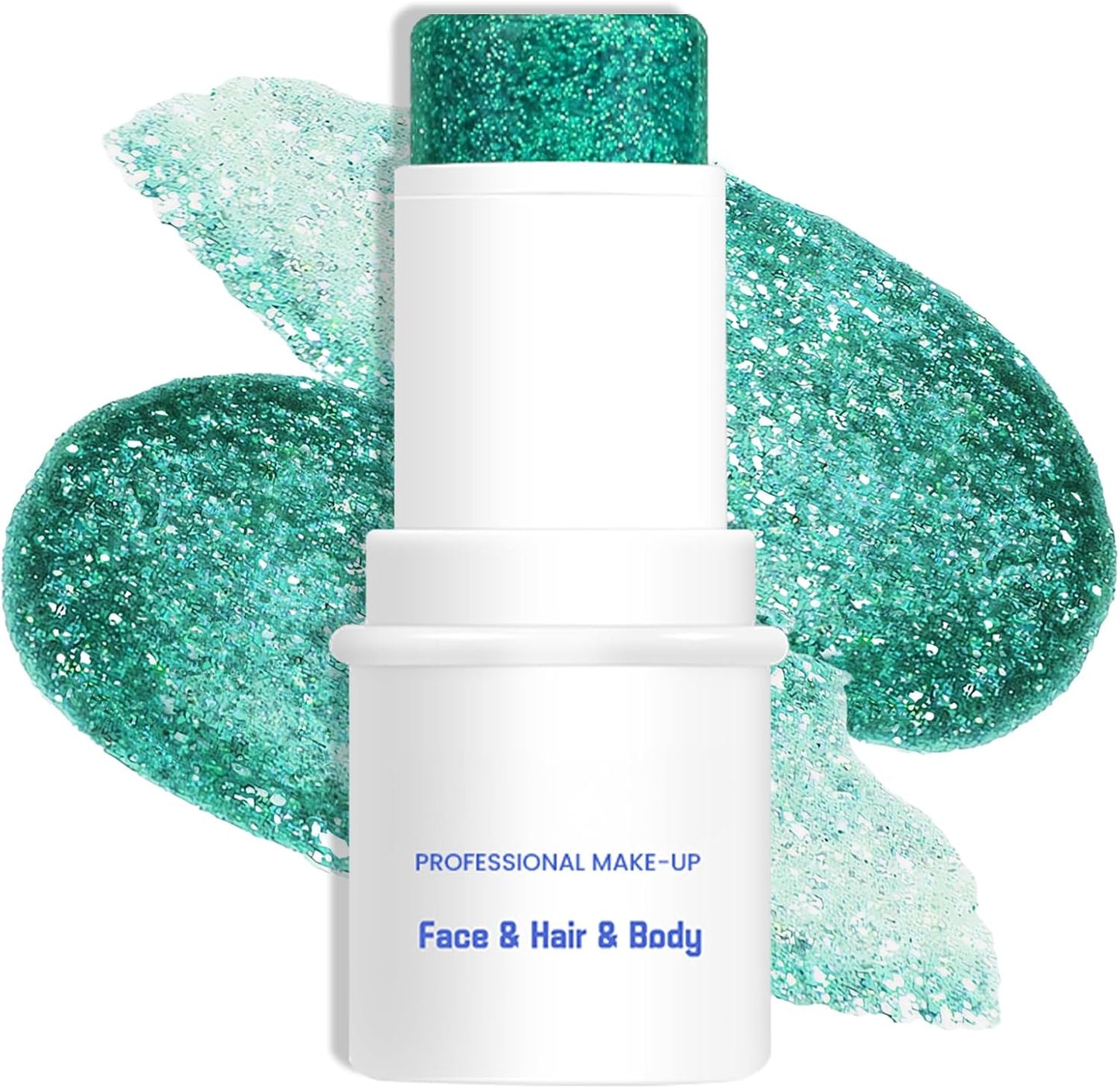 Green Body & Face Glitter Makeup Stick, Multiuse Waterproof Glitter Gel for Face Body Hair Eye Lip, Holographic Sequins Paint Stick, Mermaid Accessories Makeup
