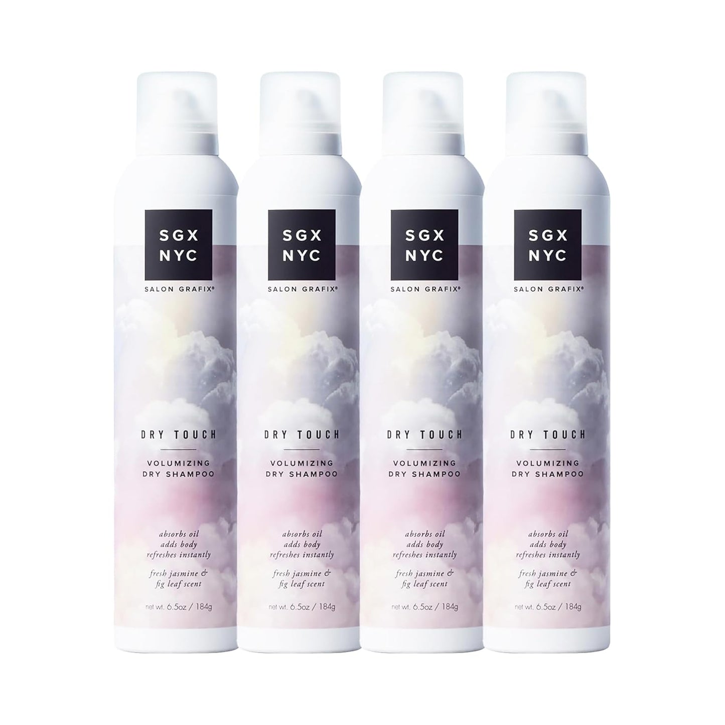 SGX NYC Dry Touch Volumizing Dry Shampoo - Paraben Free, Vegan Dry Shampoo Spray Absorbs Excess Oil - Fresh and Bouncy Hair with No Residue - 4 pc