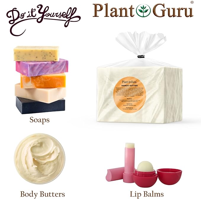 Raw Mango Butter 4 oz 100% Pure Natural Cold Pressed. Skin Body and Hair Moisturizer, DIY Creams, Balms, Lotions, Soaps.