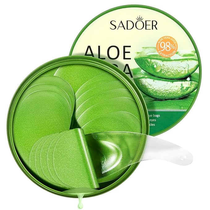 Under Eye Mask, 60 PCS Aloe Vera Under Eye Patches for Dark Circles, Eye Puffiness & Dark Circles Treatment,Under Eye Gel Pads, Eye Bags Treatment, Eye Mask Patches Skincare