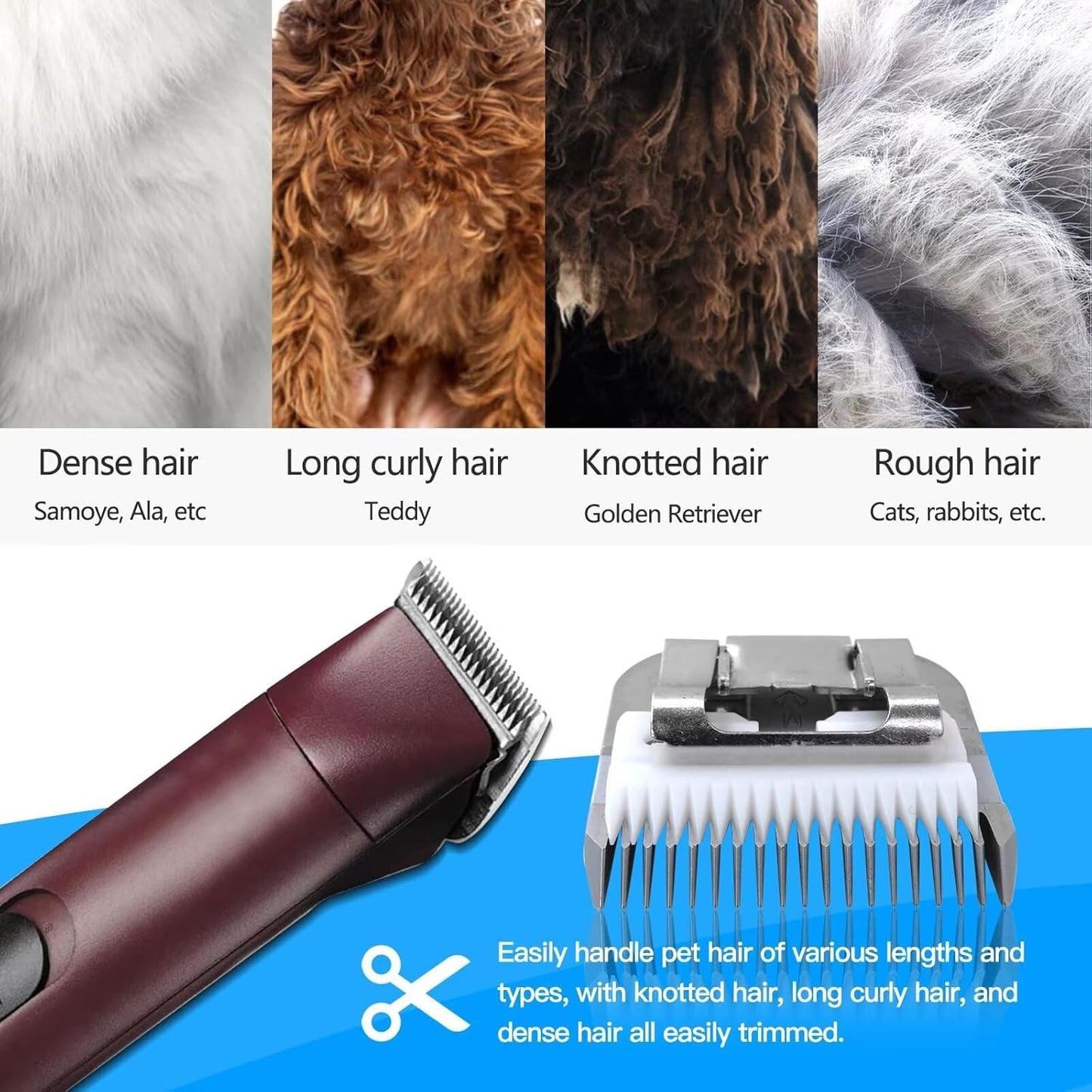 New Detachable Hair Clipper Blade Replacement,Ceramic Blade Compatible for Andis Detachable Blade Clippers AG, AGC, BDC, BG, DBLC, FHC, MBG, SMC Pet Hair Gromming,(1/4")(6.3mm) by INGQI