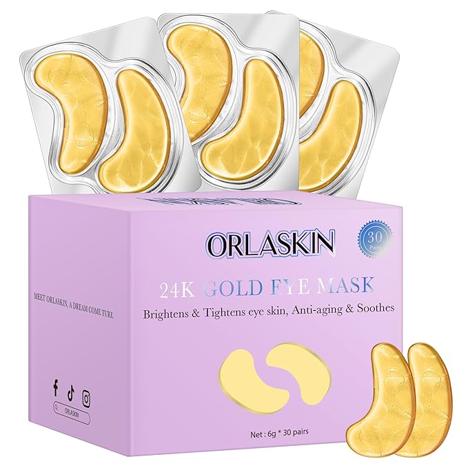 Under Eye Patches,30 Pairs Eye Mask Skin care for Dark Circles, Puffy Eyes, Under eye Bags,Wrinkles,Eye Treatment Skin Care for Men & Women Gift （24K Gold）