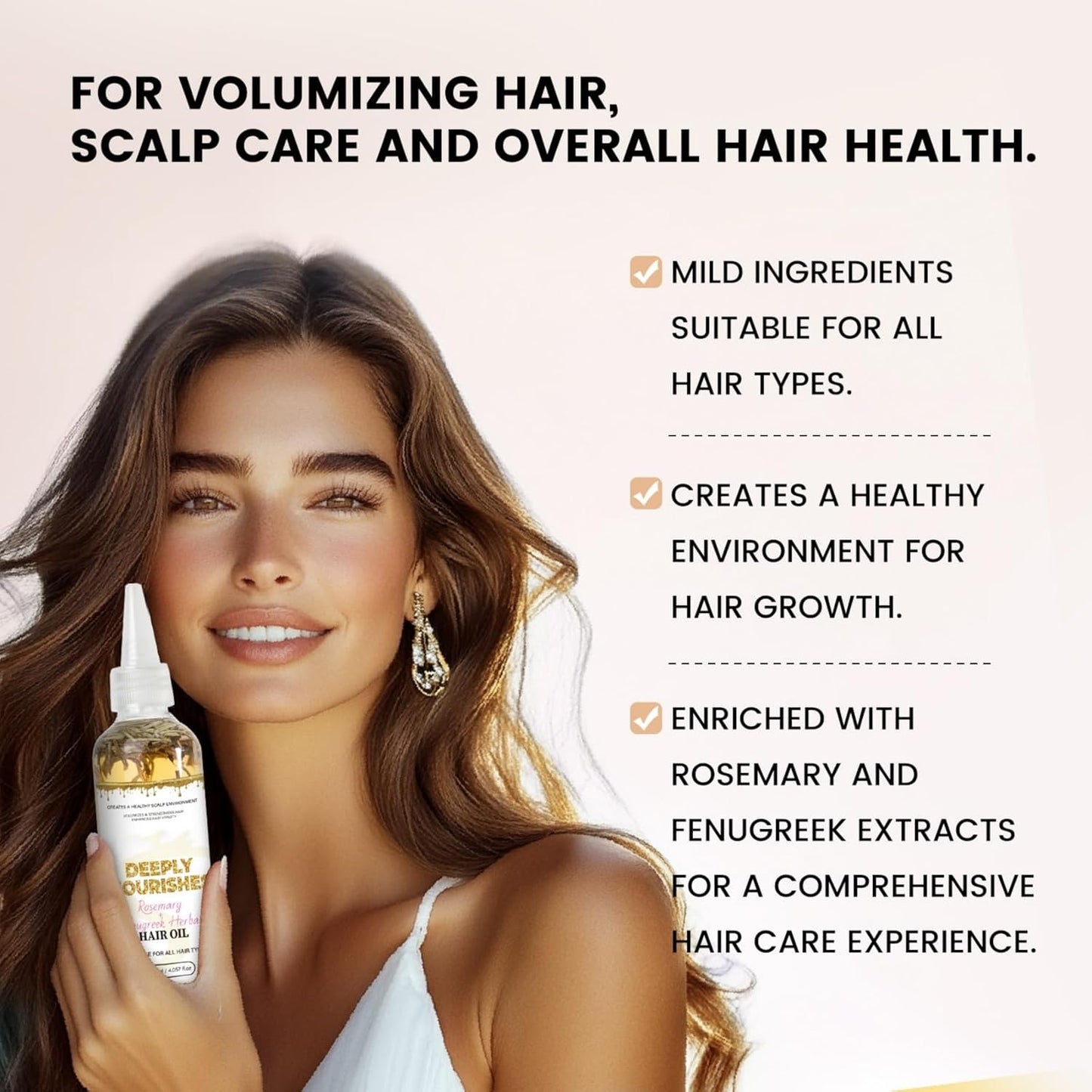 Rosemary & Fenugreek Hair Oil for Hair Growth, Volumizing & Strengthening - All Hair Types | Natural Nourishing Formula 120mL