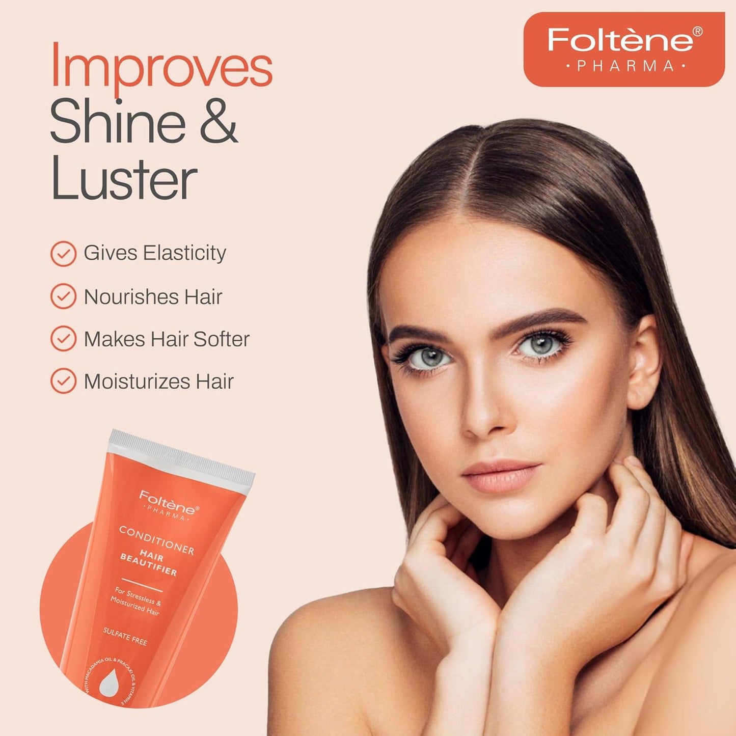 Foltene Sulfate Free Conditioner for Women – Anti-Aging and Moisturizing Conditioner for Dry Hair – Enriched with Vitamin E, Panthenol & Macadamia Oil for Smooth, Shiny & Healthy Strands