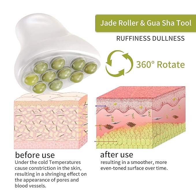 Jade Roller & Gua Sha Facial Tools Face Roller for Skin Care,Facial Roller Gua Sha Tool for Puffiness and Redness Reducing Skin Care Routine