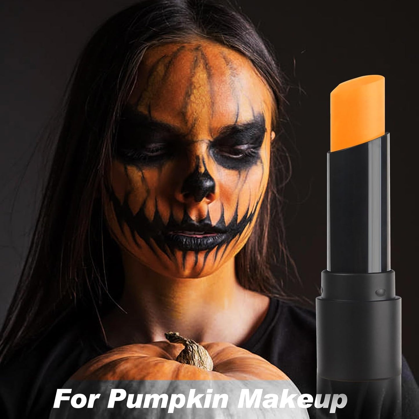 MEICOLY Orange Face Body Paint Stick for Halloween SFX Pumpkin Tiger Lion Cosplay Makeup,Orange Face Paint for Adults and Kids,Waterproof Eye Black Stick for Baseball Softball Football Lacrosse