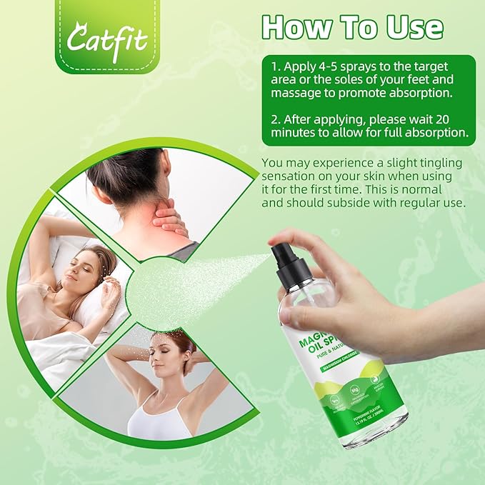Magnesium Oil Spray - Pure & Natural Magnesium chloride Oil - Topical Magnesium Spray for Feet and Sleep, Soothing Muscles, Mood Support - High Absorption - Peppermint Flavor 390ml(13.19 Oz)
