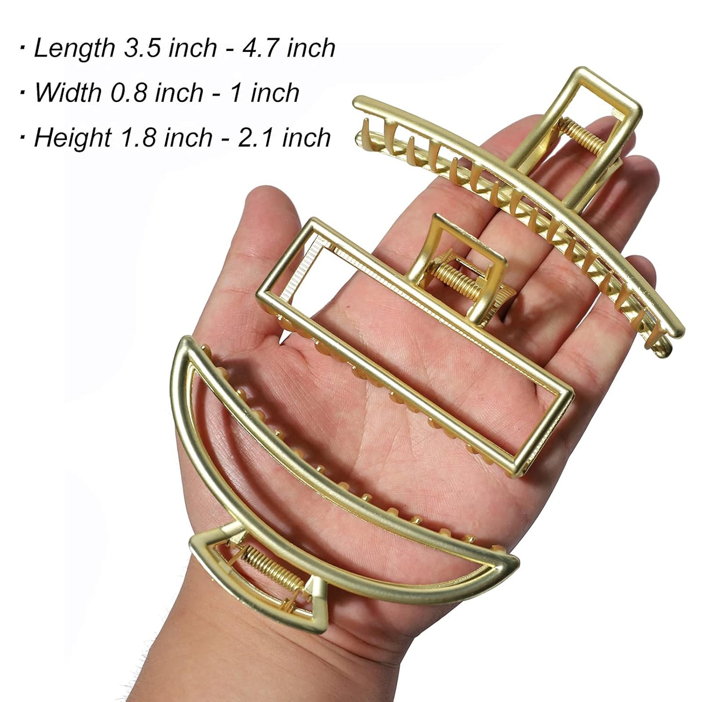 FAELBATY Hair Claw Clips, Large Gold Metal Strong Hold Hair Clips 4 Inch Non-Slip Hair Clips Accessories for Women 3 Styles - Butterfly, Claw, Hair Securing, Hairdressing, 3 Count