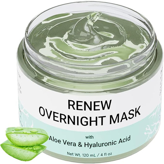 Doppeltree RENEW Overnight Face Mask with Aloe Vera Gel & Hyaluronic Acid, Anti Aging Hydrating Facial Mask for All Skin Types, Night Time Skin Care & Repair