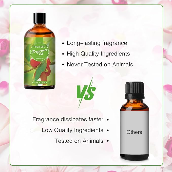 3.38FL.OZ Honeysuckle Fragrance Oils for Aromatherapy, Essential Oils for Diffusers for Home, Perfect for Diffuser, DIY Candle and Soap Making, DIY Scented Products - 100ml