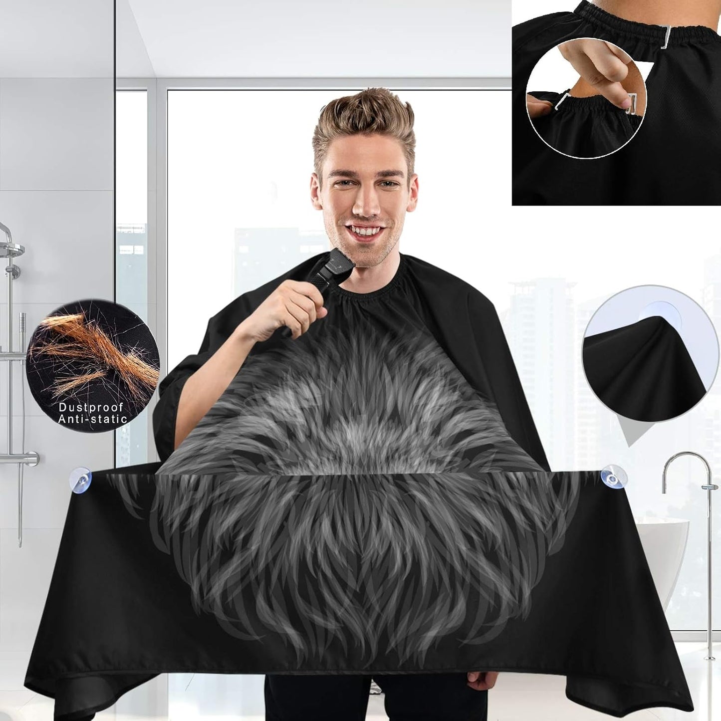 visesunny Professional Barber Cape Polyester Hair Cutting Clippings Catcher Grooming Cape Apron for Shaving Trimming For Men