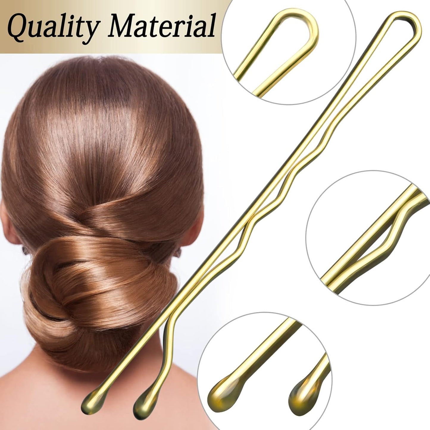 100PCS 2.4Inch Bobby Pins Gold,Pain-Free Bobby Pins for All Hair Types,Hair Pins for Women Girls,Hairpins for Buns with Box(Gold)