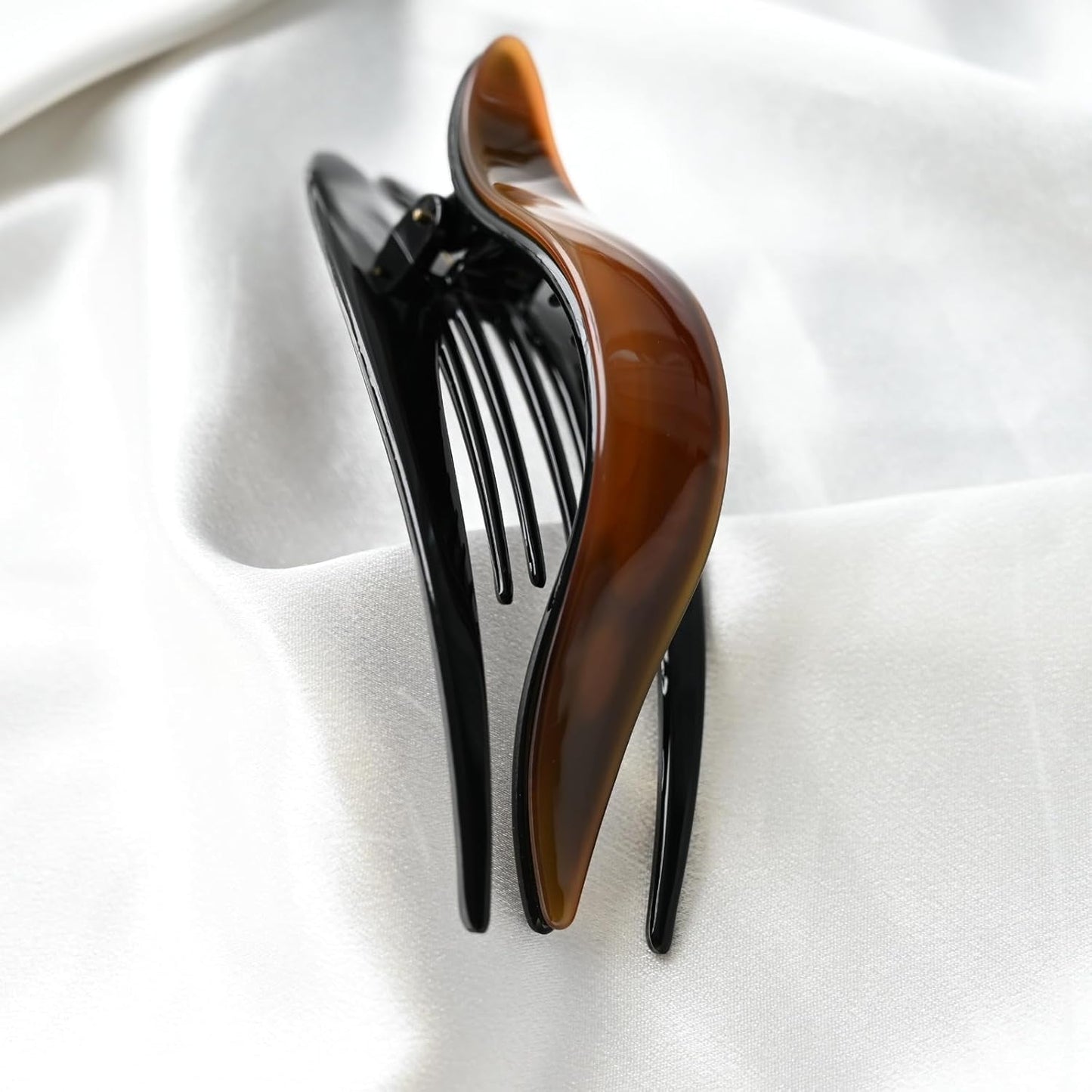 Handmade Celluloid French Design Tortoise Shell Barrettes Side-slide Opening Duck Luxury Fashion Accessories Hair Clip Claw for Women (caramel)