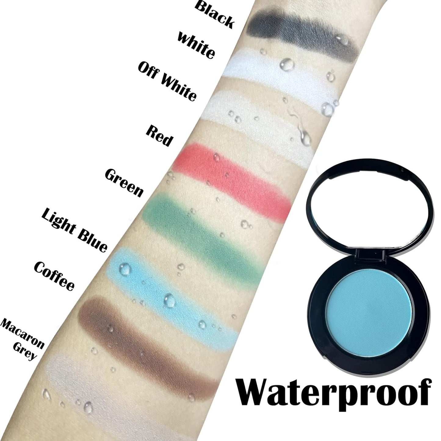 MEICOLY Light Blue Single Eyeshadow with Mirror,Baby Blue Eye Shadow for Halloween Corpse Bride Sally Makeup,Pressed Powder Eyeshadow,Matte Shade Eyelid Color Eye Makeup,High Pigment,Long Wear