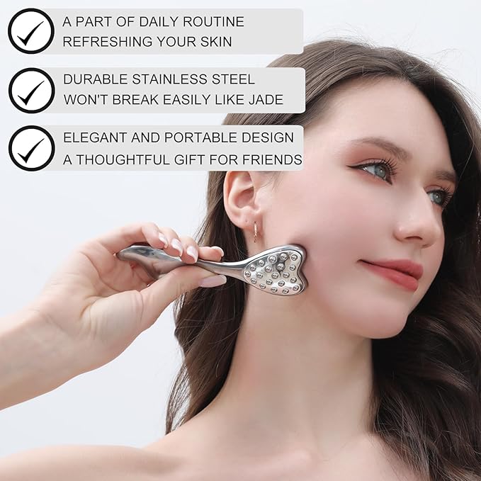 Stainless Steel Rabbit Gua Sha and Dolphin Facial Roller