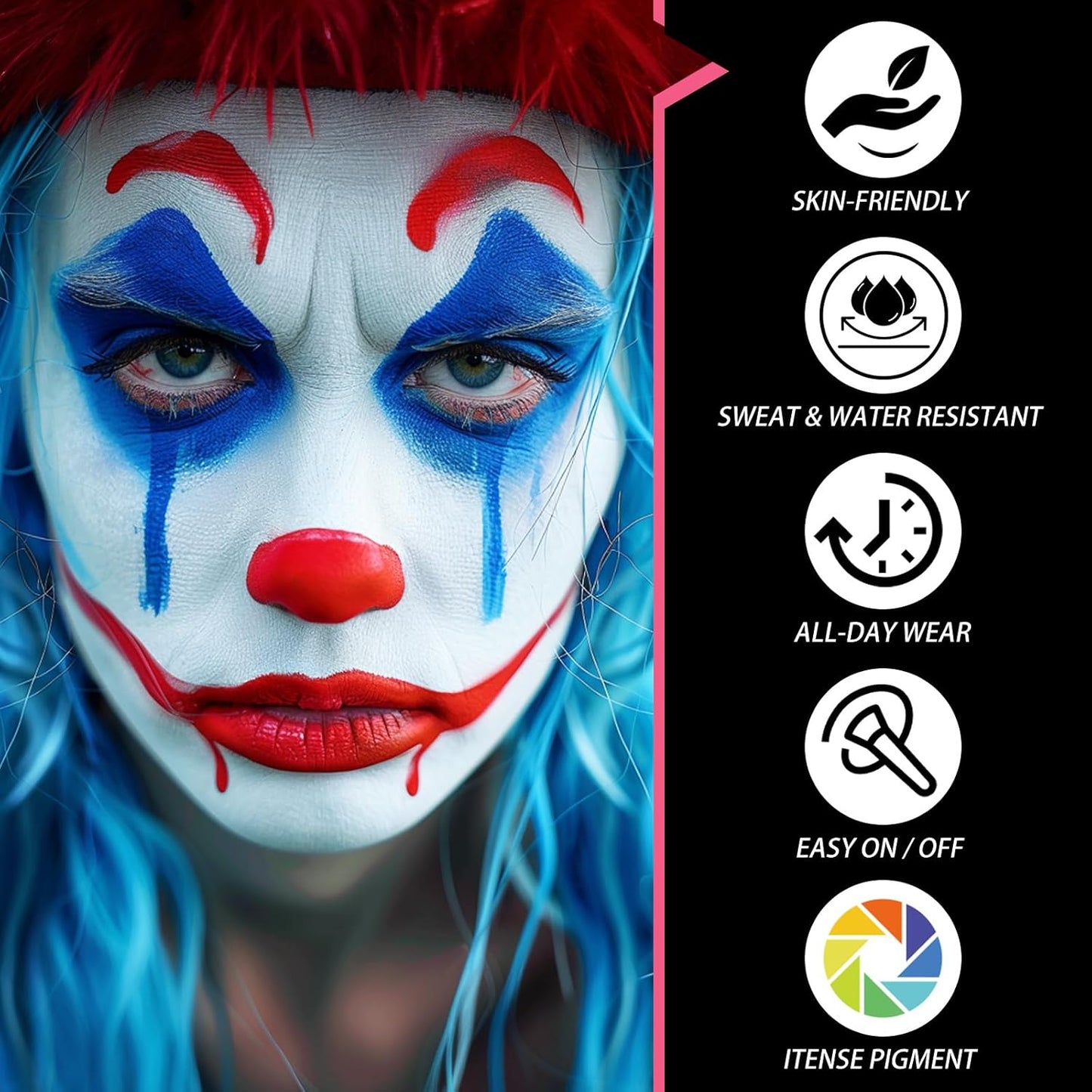 8PCS Face Body Paint Stick, Oil Based Face Painting Kit for Halloween Clown Monster Skull Vampire Costume Cosplay Makeup, Sports Eye Black for Football, Baseball, Softball