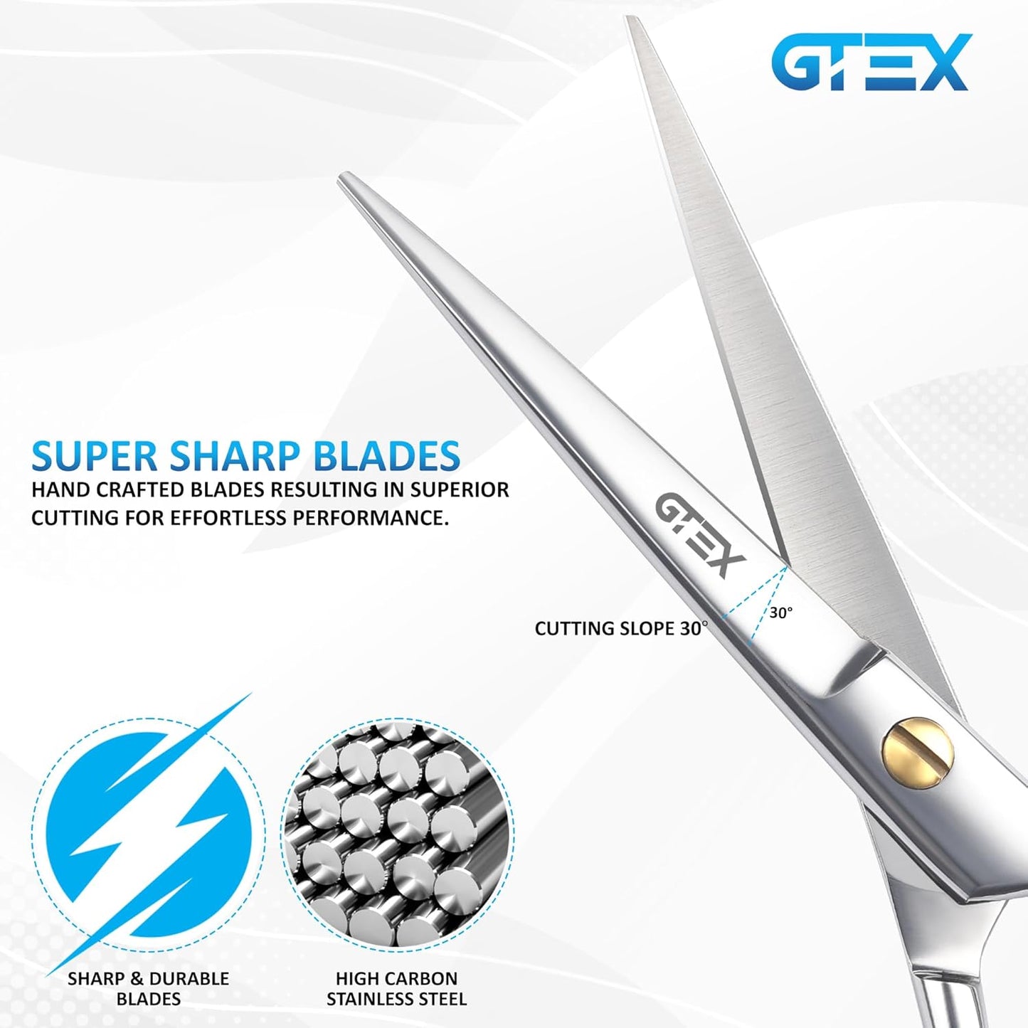 GTEX Hair Scissors, 6.5 inch Professional Hair Cutting Scissors for Women Men Adults - Barber Scissors Hair Shears - Super Sharp Haircut Scissors - Tijeras De Peluqueria Profesional