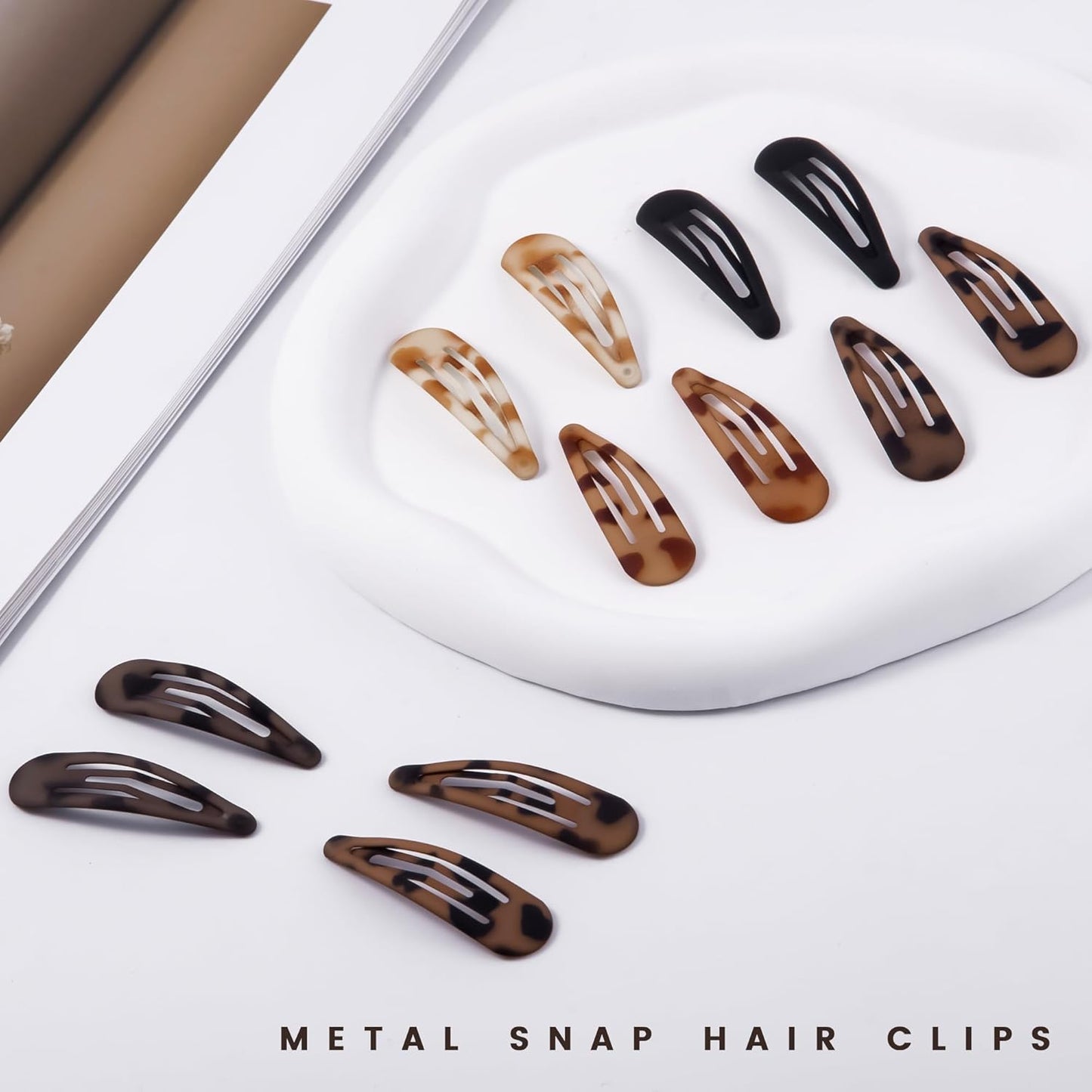 Small Hair Barrettes For Women No Slips Metal Snap Clips For Thin And Fine Hair,Matte Black Tortoiseshell,20 PCS,1.97 x 0.5 Inch.