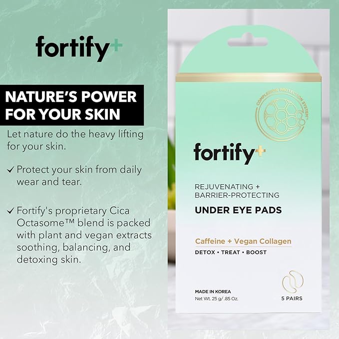Fortify 9-in-1 Korean Under Eye Pads with Zeolite - Anti Dark Circles & Puffy Eyes Treatment, Dermatologist Tested - 5 Pairs (1 Pack)