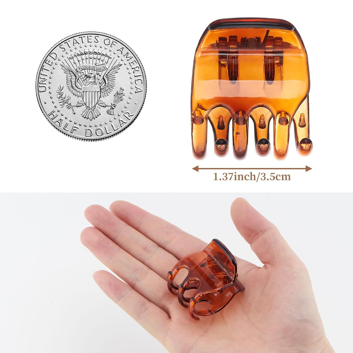 Medium Claw Clips for Women Non Slip, 8PCS 1.38" Black & Brown Plastic Hair Clips for Thin/Thick Hair Claws Short Hair Accessories Jaw Clips(8PCS-Style 3)