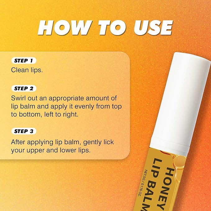 Honey Lip Balm,Organic Chapstick Lip Moisturizer,Hydrating for Dry & Chapped Lips with Collagen, Long-Lasting Moisturizing Daily Overnight Lip Mask,0.17 oz