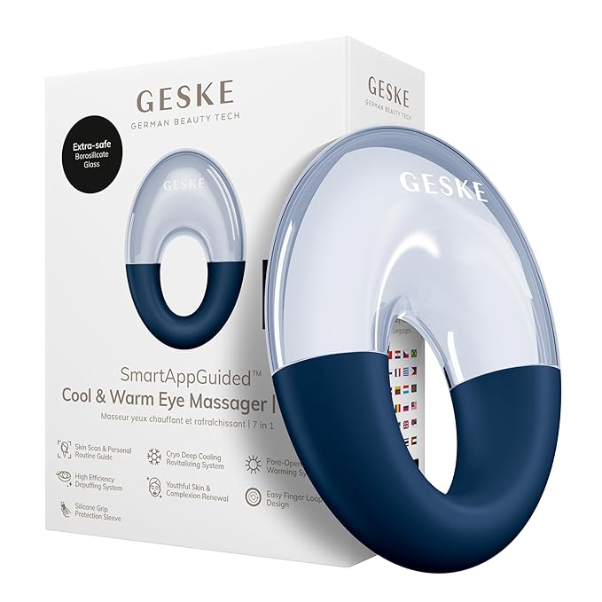 SmartAppGuided™ Cool & Warm Eye Massager | 7 in 1 | Multifunctional Massager | Eyes & Face | Battery-free Cooling & Warming | Firms, Relaxes & De-Puffs Skin | Ring-shaped Design for Easy Grip