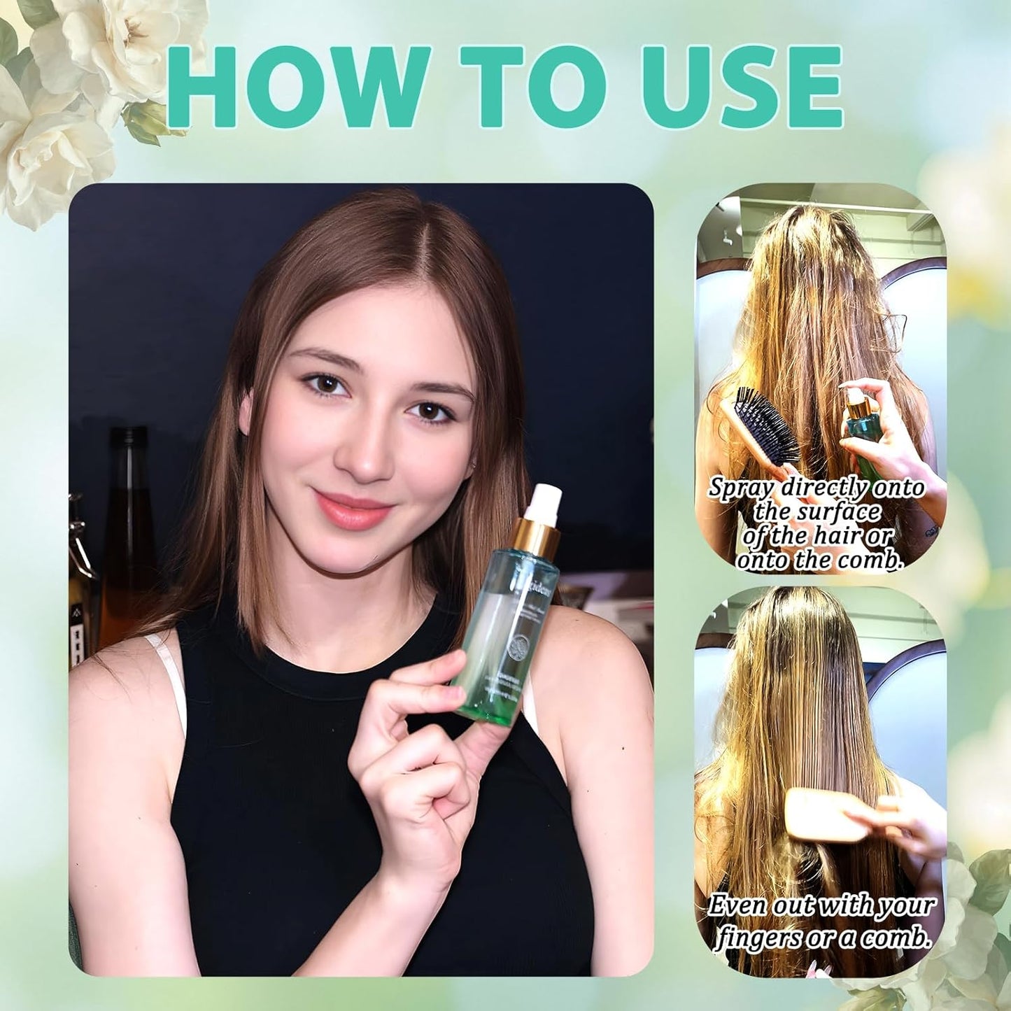 Hair Oil Spray-TgideasLeave-In Conditioner with Golden Pine and Bergamot Oils - Rosemary Hair Oil Spray - For Dry, Curly, Frizzy Hair - Styles, Moisturizes, Repairs Scalp and Hair - For Men and Women