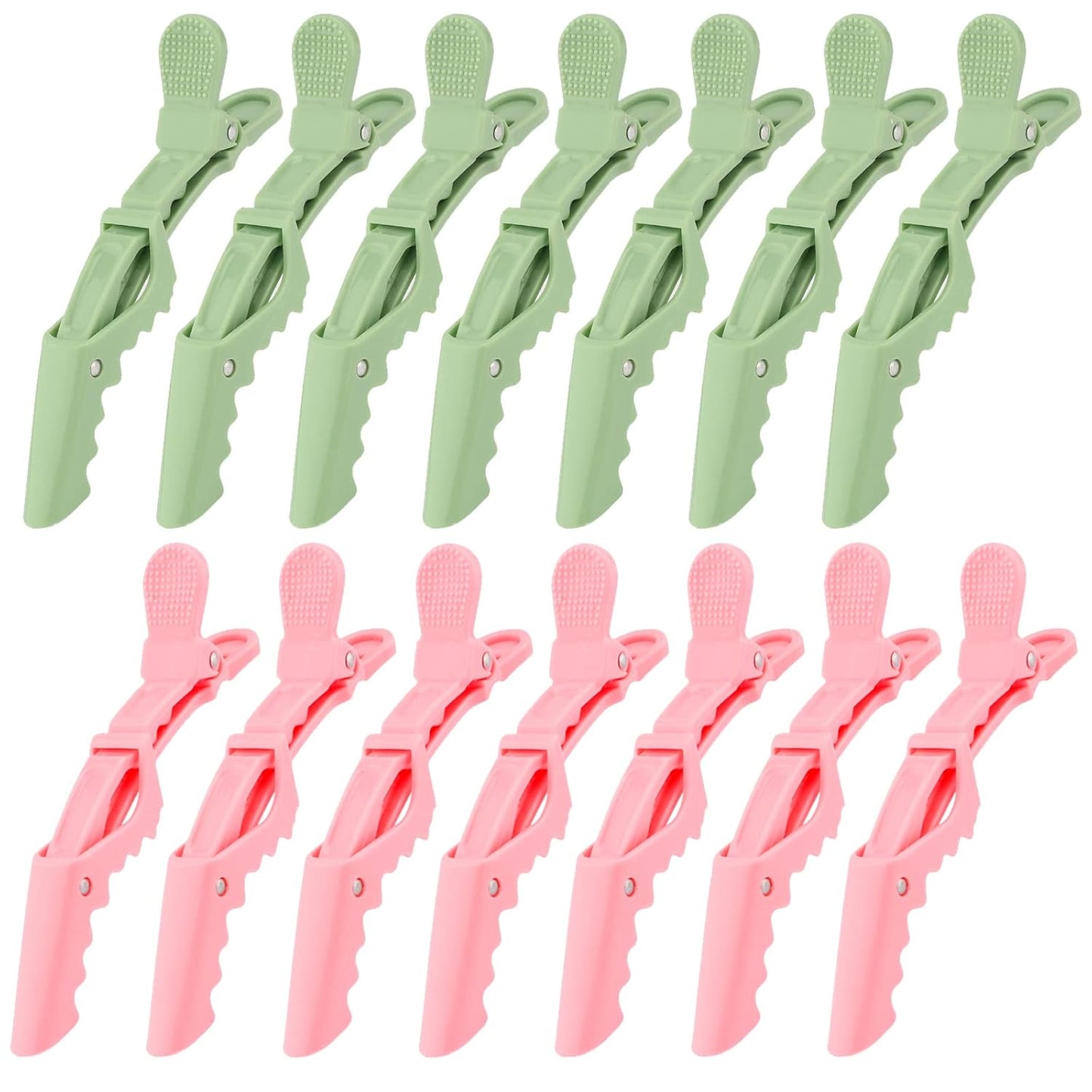 Ondder 14 Pack Alligator Hair Clips for Styling - Larger Salon Pro Clips for Coloring, Cutting, Sectioning, and Hair Accessories for Women, Men, Girls, Teens - Pink Green