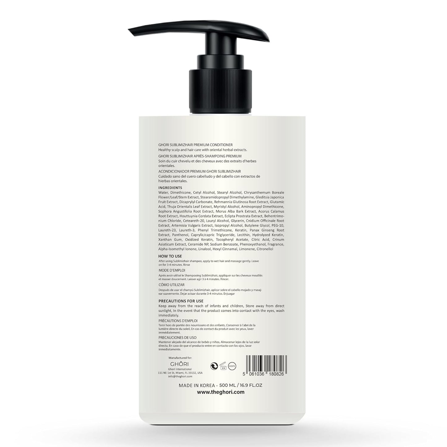 Sublimizhair Herbal Premium Conditioner for Silky Smooth Hair | Detangles, Strengthens Damaged Strands | Deep Hydration & Frizz Control, Nourishing Conditioner | Sulphate-Free, 500ml/16.9 fl oz