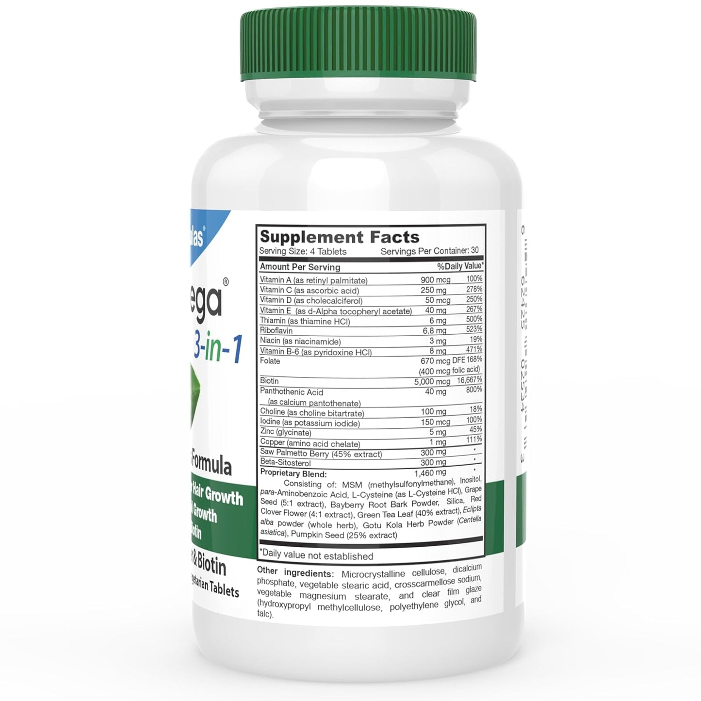 DrFormulas HairOmega 3-in-1 Hair Growth Vitamins with DHT Blocker, Biotin for Women & Men | Hair Skin and Nails Supplement for Hair Loss, 120 Pills