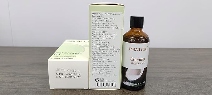 3.38FL.OZ Coconut Fragrance Oils for Aromatherapy, Essential Oils for Diffusers for Home, Perfect for Diffuser, Yoga, Skin Care, DIY Candle and Soap Making - 100ml
