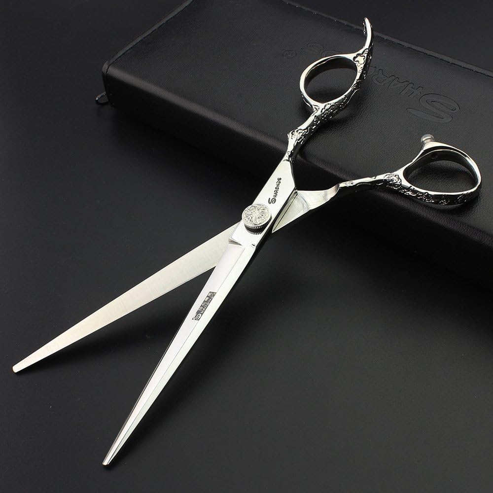 6/7-Inch Professional Hair Scissors Haircut Rose Pattern Hair Scissors Styling Tools Japanese Stainless Steel Scissor Set (7-in cutting scissors)