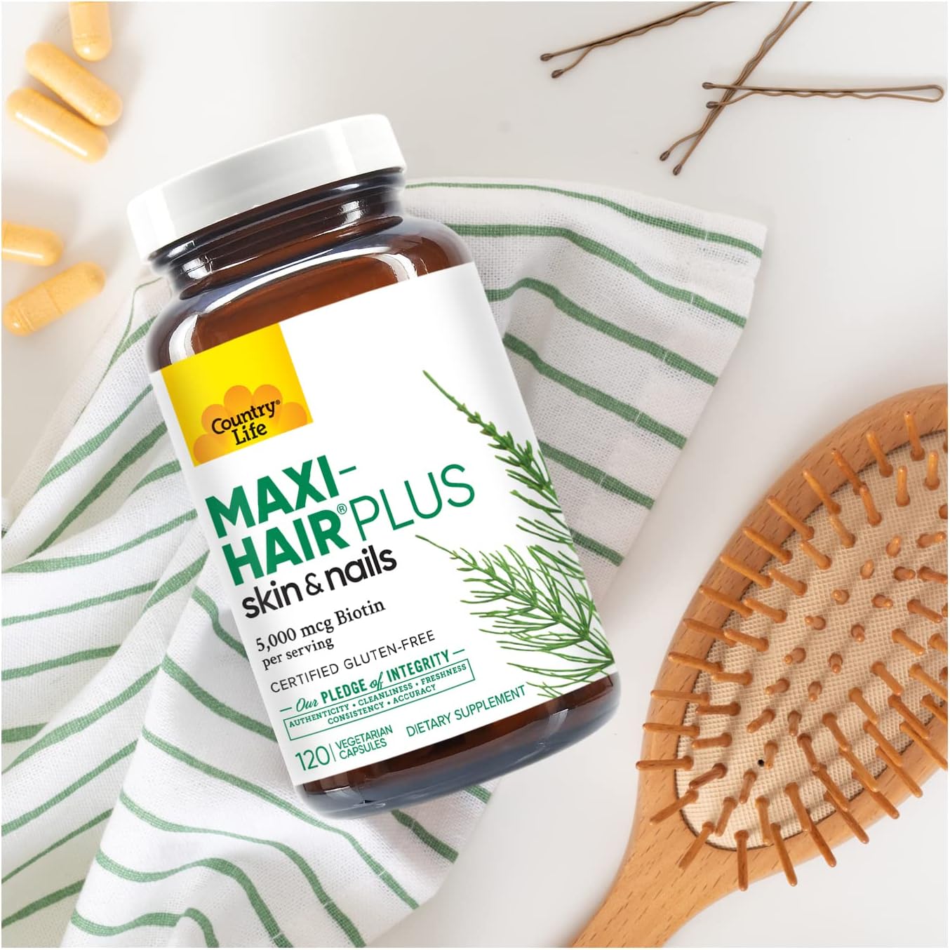 Country Life, Maxi-Hair Plus Biotin, Supports Healthy Hair, Skin and Nails, Daily Supplement, 120 ct