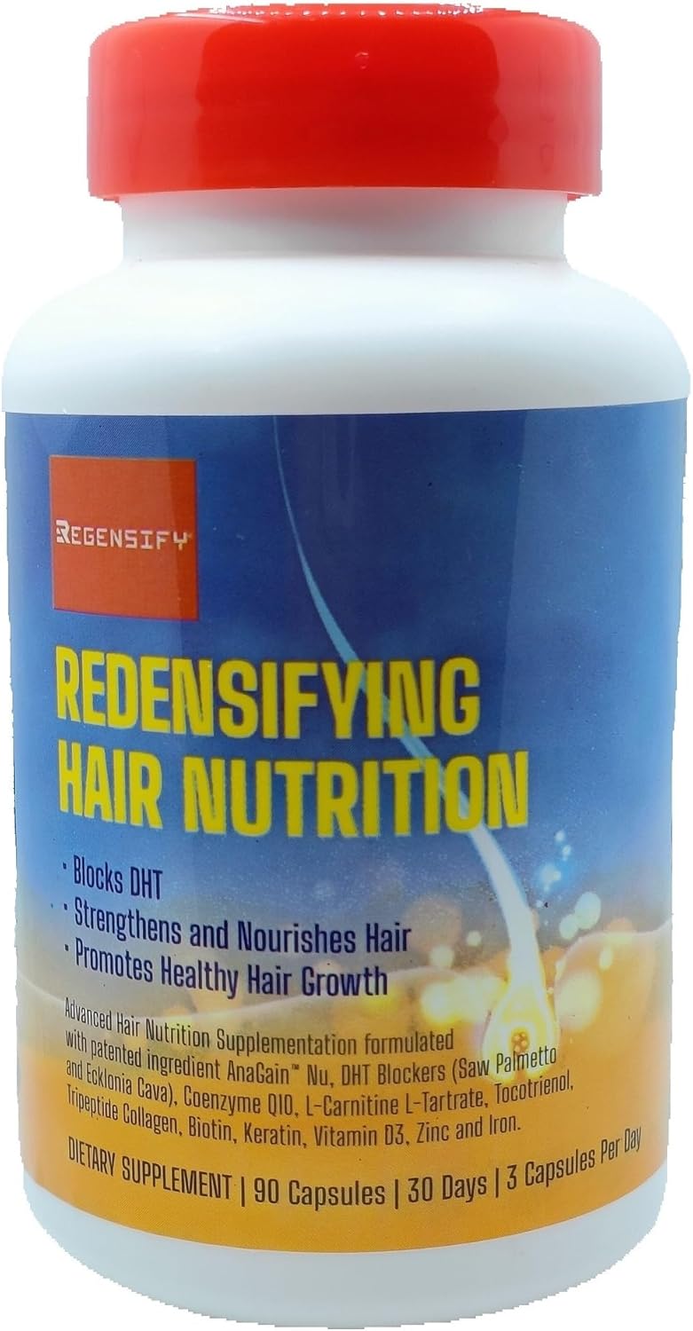 REGENSIFY Redensifying Hair Nutrition - Hair Regrowth Supplement with AnaGain Nu, Saw Palmetto, Ecklonia Cava, Coenyzme Q10, Tocotrienol, L-Carnitine | DHT Blocker | Reduce hairfall for Men & Women