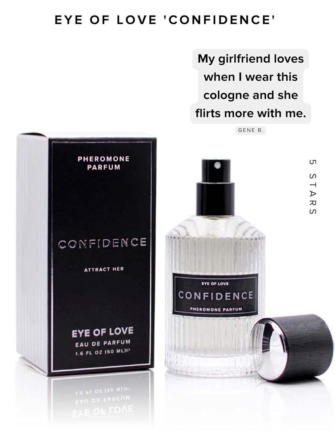 Eye of Love Confidence Pheromone Cologne for Men - Subtle Citrus Musk Perfume with Jasmine Honey & Vanilla - Long Lasting Plant-Based Scent for Daily Use - 50ml/1.6fl oz - Fragrances for Men