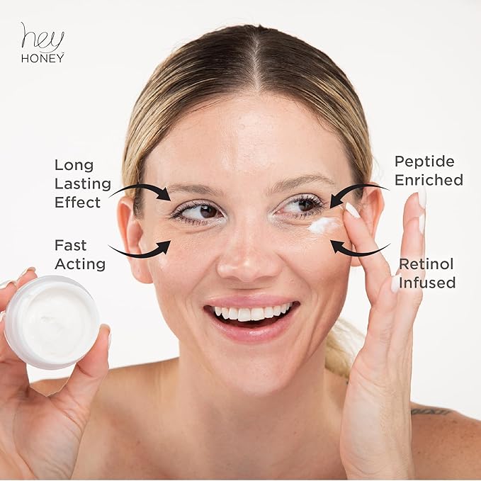 Hey Honey Look Into My Eyes Retinol, Peptide & Propolis Eye Mask for Wrinkle Reduction, Fine Line Smoothing Hydration Overnight Firming Under-Eye Treatment for Brighter, Youthful-Looking Eyes | 1 Oz