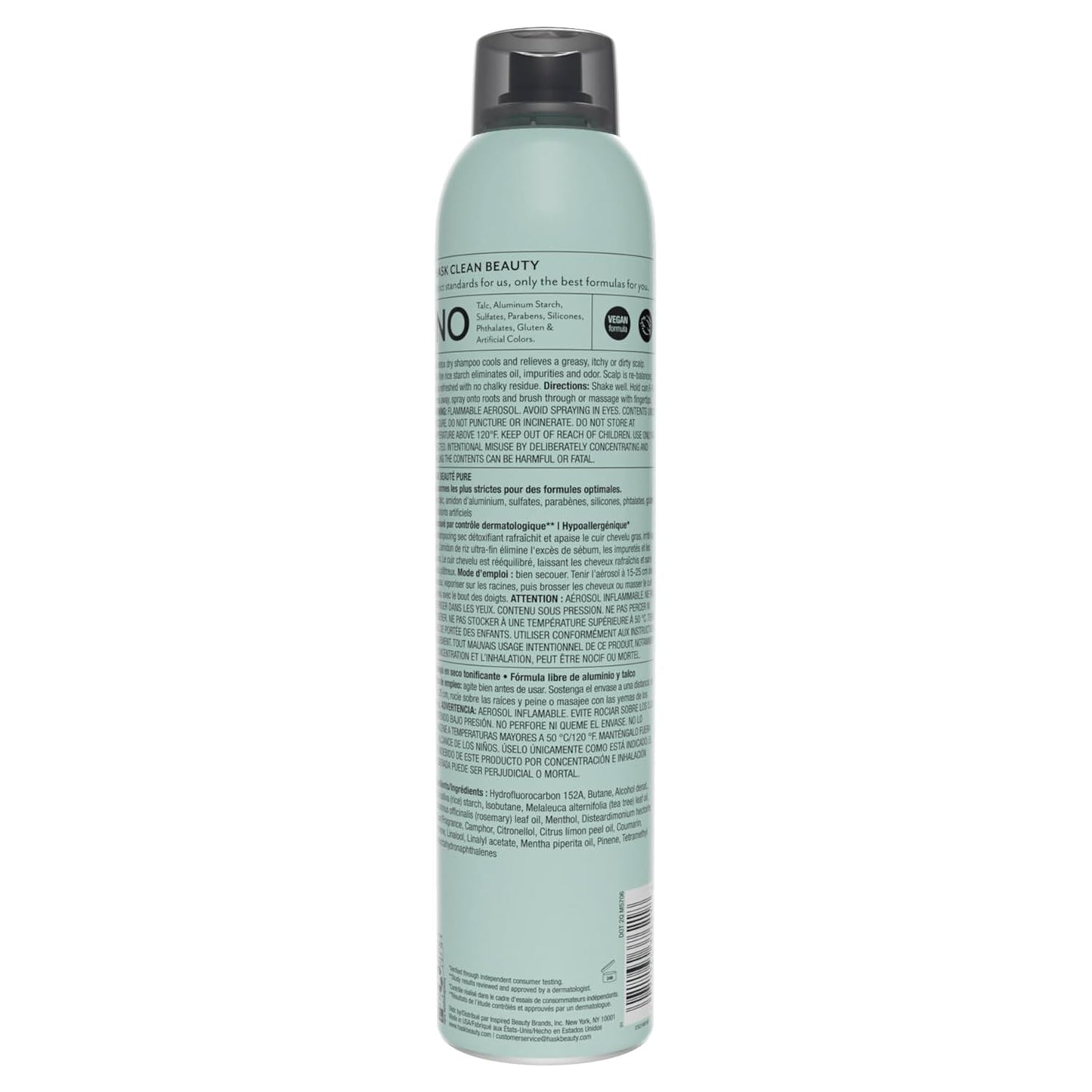 HASK Tea Tree Invigorating Dry Shampoo for Oily, Itchy Scalps – Absorbs Oil, Rebalances Scalp, Hypoallergenic, No Sulfates or Parabens, Cruelty-Free – 8.1oz