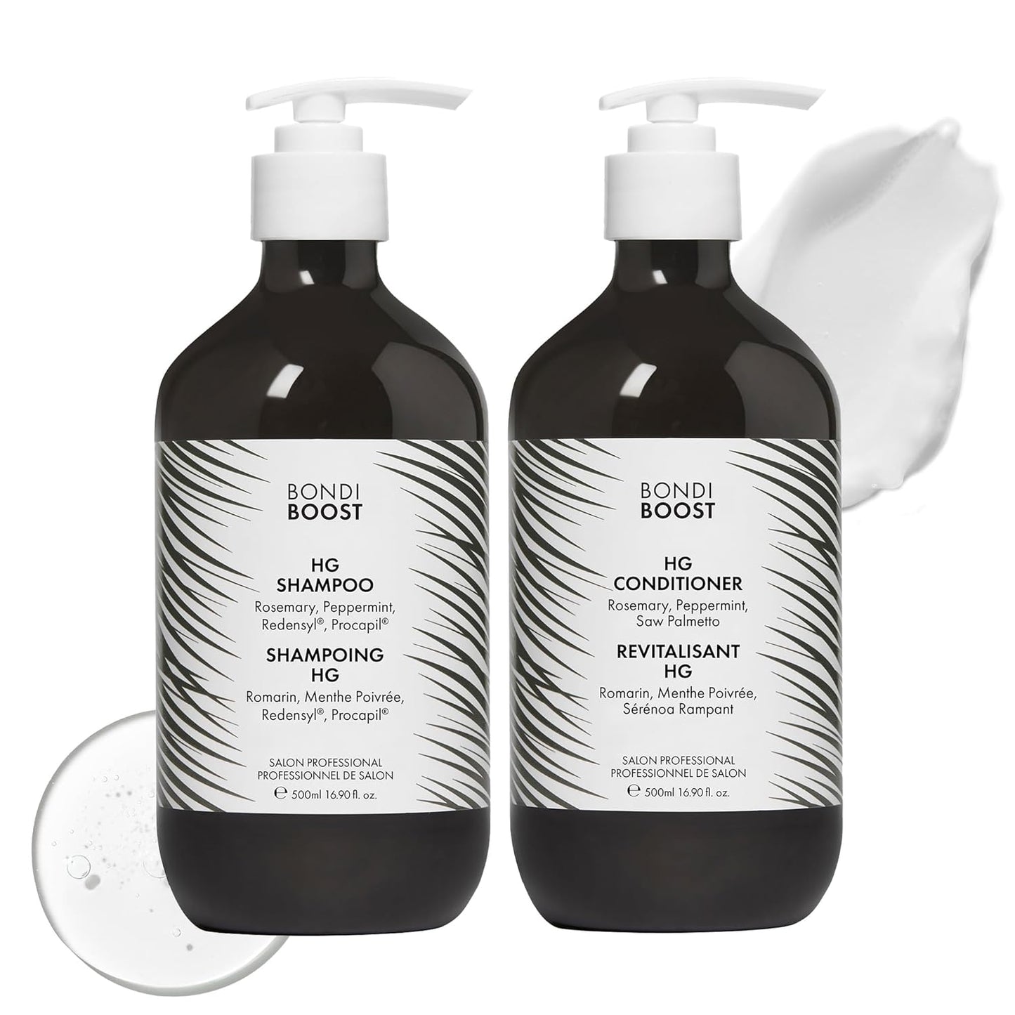 BondiBoost HG Anti-Thinning Shampoo Conditioner Set [16.90 fl oz each], Clinically Tested to Promote Fuller + Thicker-Looking Hair for Women & Men, Procapil, Redensyl & Rosemary Formula, Sulfate-Free