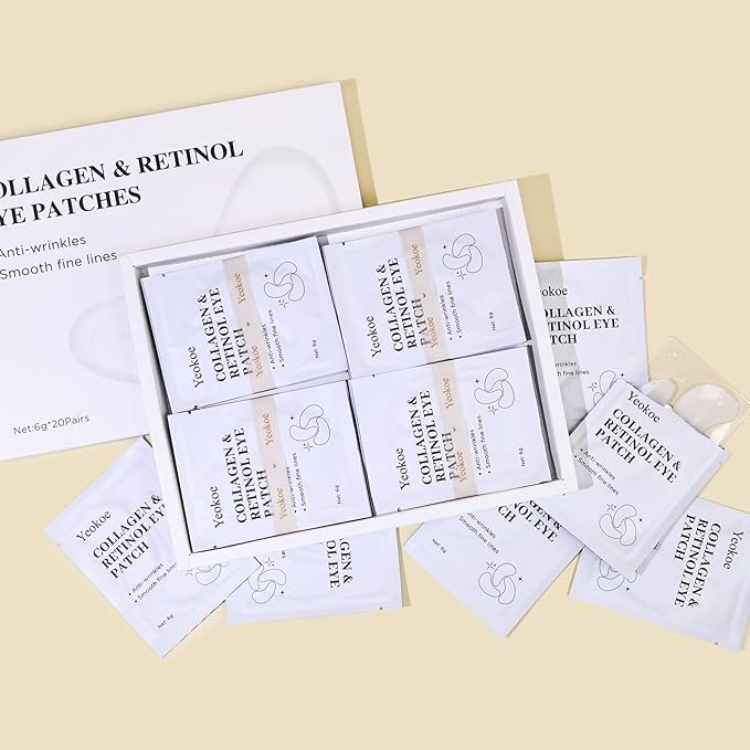Under Eye Patches for Dark Circles,Puffy Eyes,20 Pairs Face Masks SkinCare With Collagen and Retinol for Anti wrinkles Smooth Fine Lines