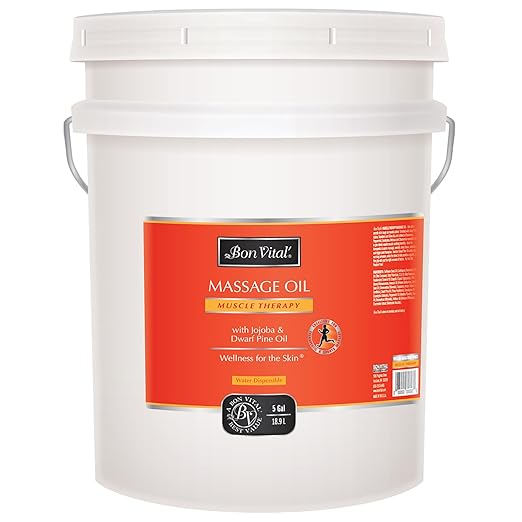 Bon Vital' Muscle Therapy Massage Oil Made with Dwarf Pine Oil & Essential Oils for a Soothing Massage & Soreness Relief, Can Be Combined with the IASTM and Graston Techniques, 5 Gallon Pail