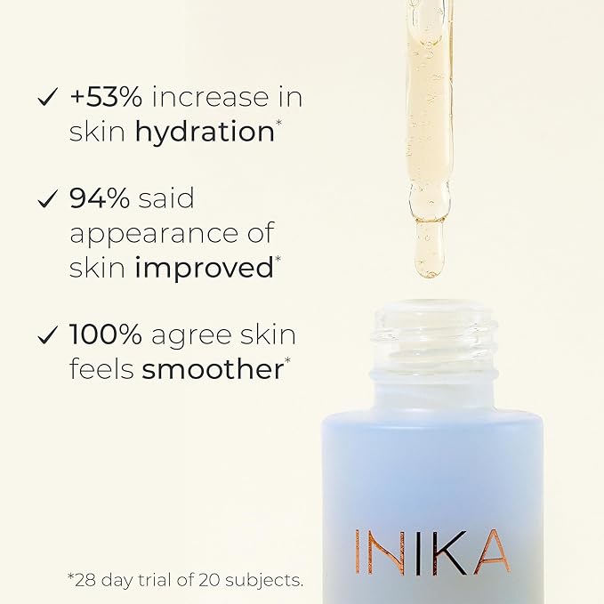 INIKA Hyaluronic Hydration Complex. Deeply hydrates and plumps skin, vegan and natural formula | Sustainable Packaging.