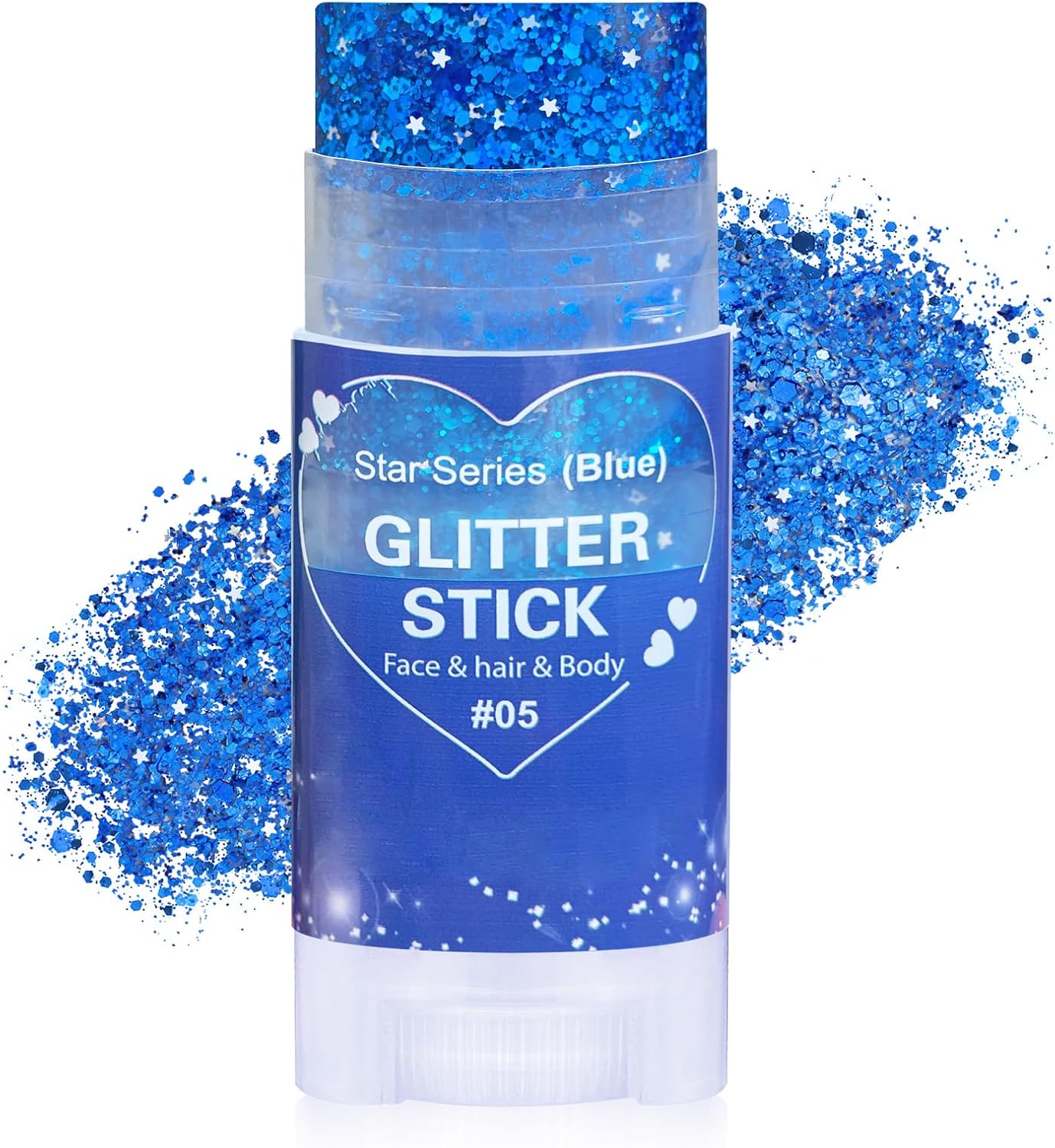Blue Hair Glitter Stick,Rave Accessories Carnival Chunky Sequins Face Glitter,Singer Concert Body Glitter for Kids Women, Waterproof Glitter Makeup Paint for Parties,Festival