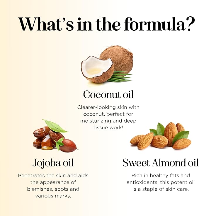 Tropical Massage Oil for Couples Relaxation - Full Body Massage Oil for Date Night with Smooth Gliding Coconut and Sweet Almond Oil with Mango Scent - Non GMO Gluten Free & Vegan (16 Fl Oz)