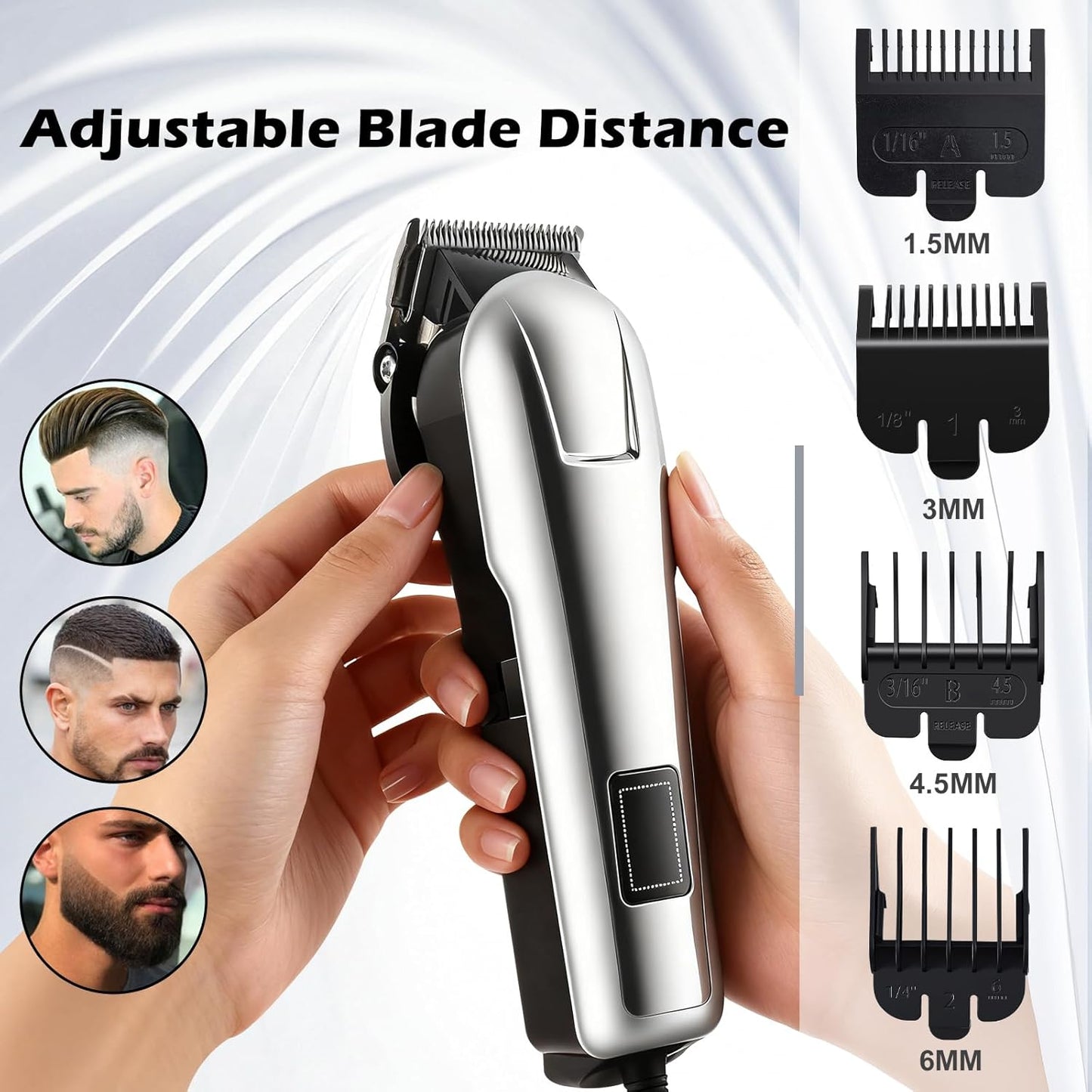 Hair Clippers for Men Cordless Clippers for Hair Cutting Rechargeable Beard Hair Trimmer LED Display Stocking Stuffers for Men