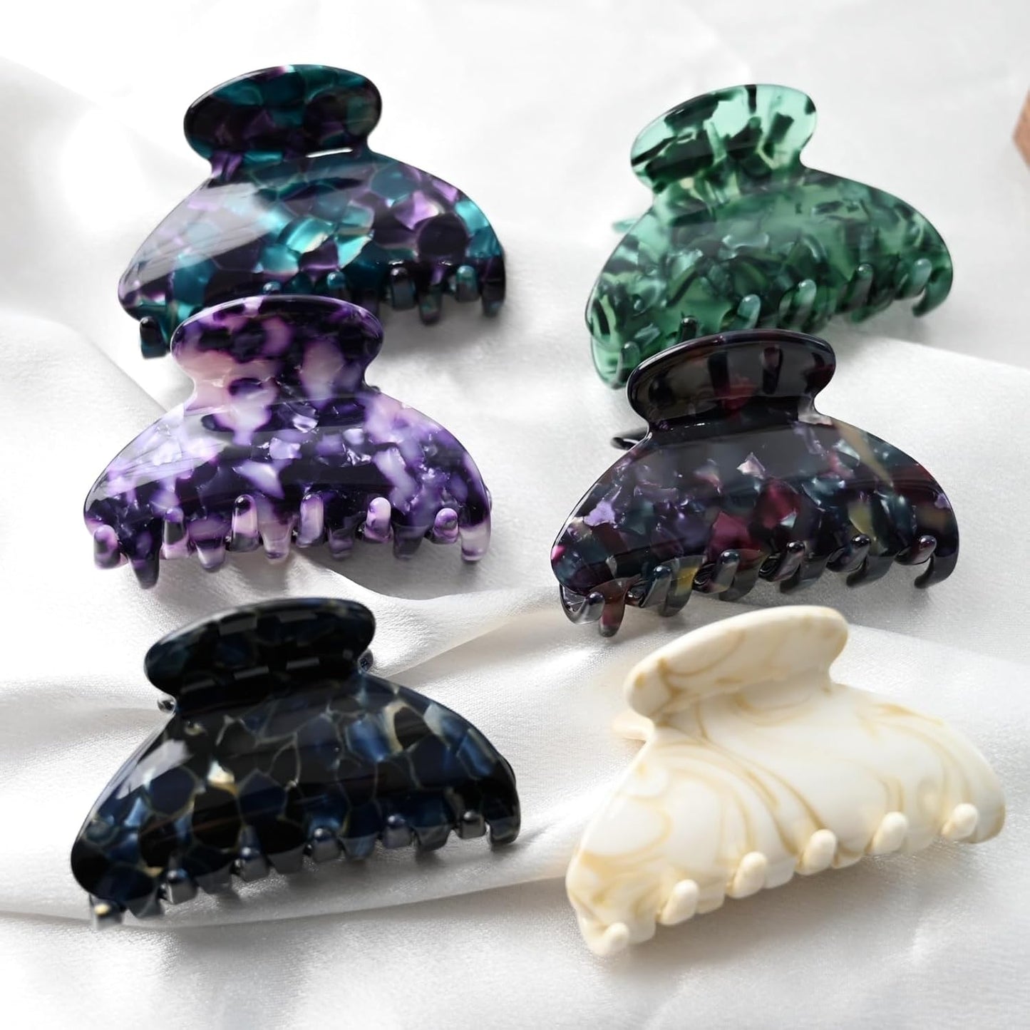 Handmade Celluloid Acetate French Design Barrettes Tortoise Shell Claws Hair Claw Luxury Fashion Accessories Hair Clip for Women (Forest)