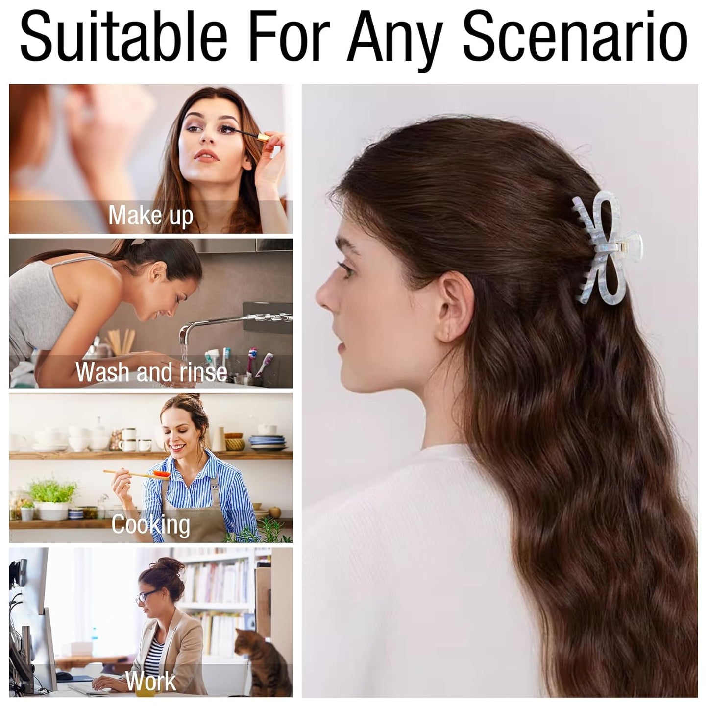 Jayongnee 3 PCS Bow Hair Claw Clips for Women - Non-Slip Hair Clamps for Thin or Thick Hair - Cute Butterfly Hair Accessories for Women Girls - Elegant Hair Styling Accessories (bow 6, Medium)