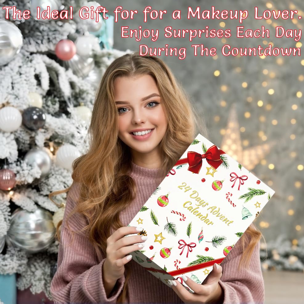 Makeup Advent Calendar 2025, 24 Days Christmas Makeup Gift Set for Women & Teens, Makeup Set Christmas Countdown Calendar, Make up Set for Girls, Holiday Surprise Make Up Kit for Women Full Kit